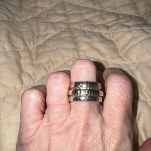 Silpada Two-Tone Hammered Band Ring - Silver & Gold